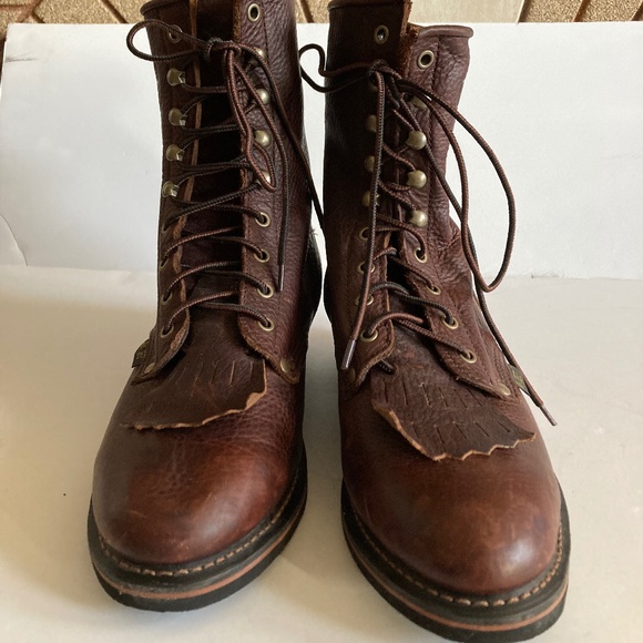 NuTech Logger Lace Up Brown Leather W/Kilt Men’s 8.5 - Picture 1 of 14